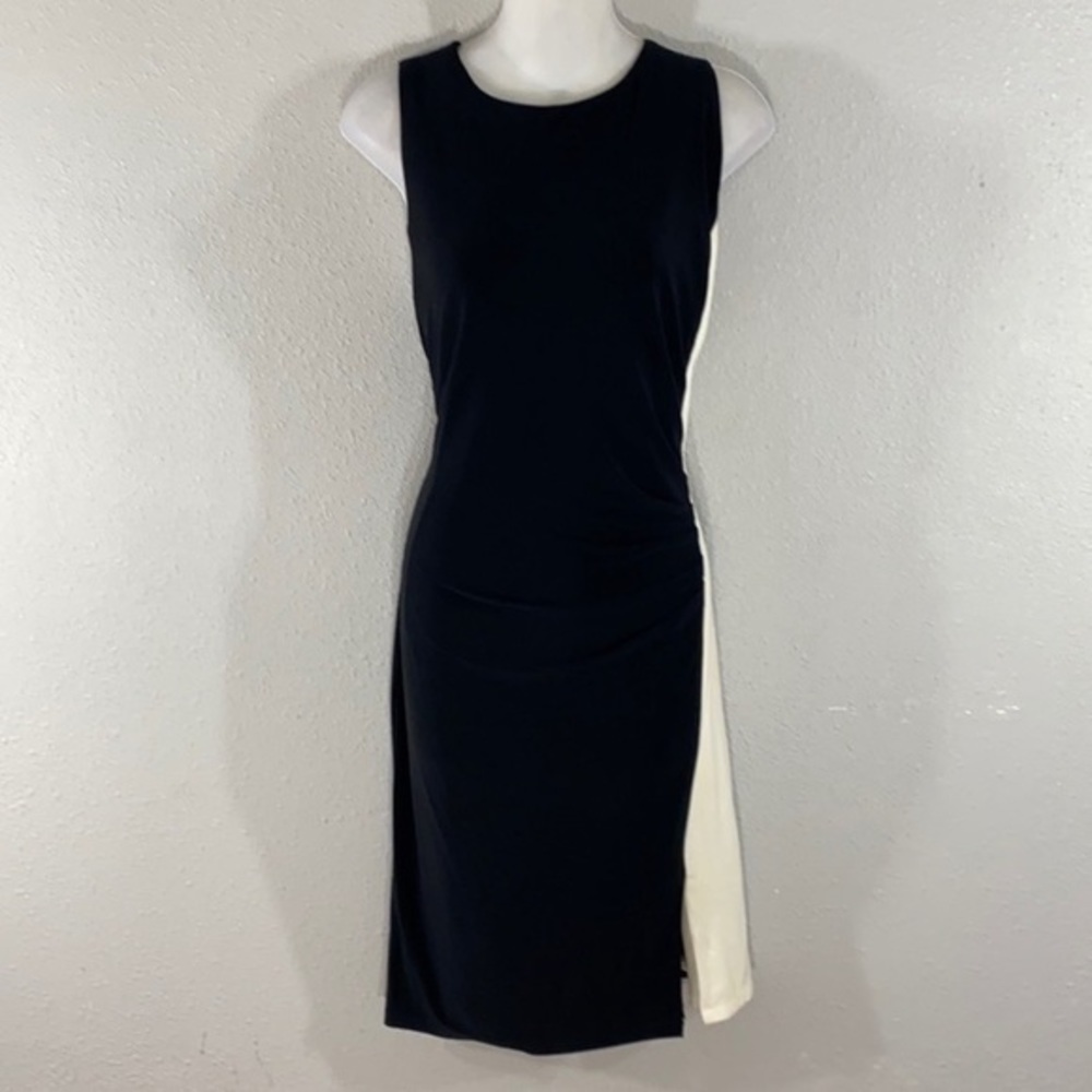 Ralph Lauren black off white/ivory color block jersey dress - Picture 9 of 11